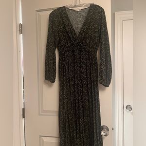 Mango long sleeve v neck midi dress